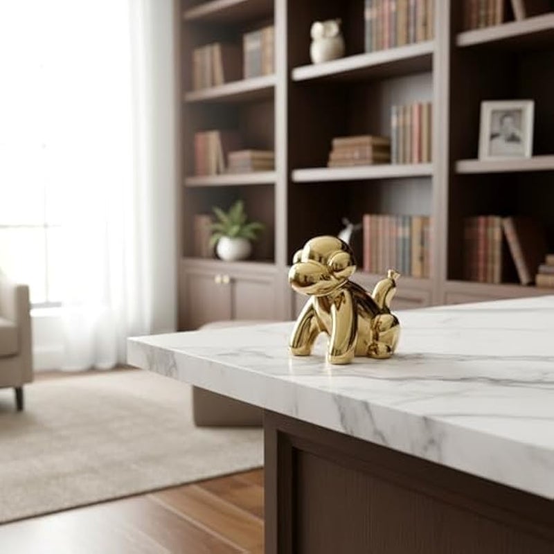 Gold Home Décor Balloon Figurine Accent, Small Ceramic Animal Statue Handmade Sculpture Ornament (Monkey) - Image 5